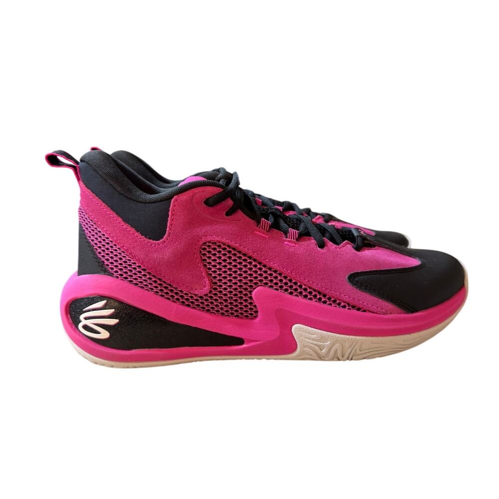 Under Armour Curry Unisex Basketball Shoes Pink Black Men 10 Women 11.5 NWB - Picture 2 of 10